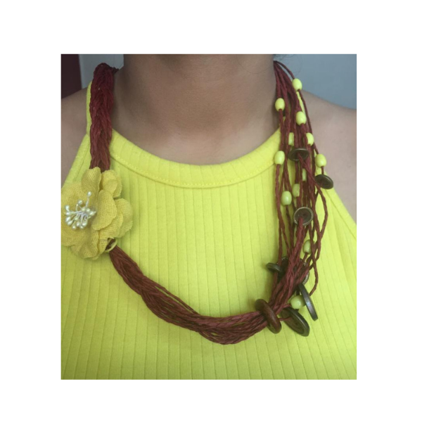 wooden string and paper beads neck piece
